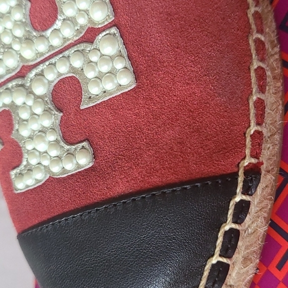 Tory Burch Pearl Logo Flat Espadrille-Nat suede/nappa leather NWT sz7 [949] - Picture 3 of 6